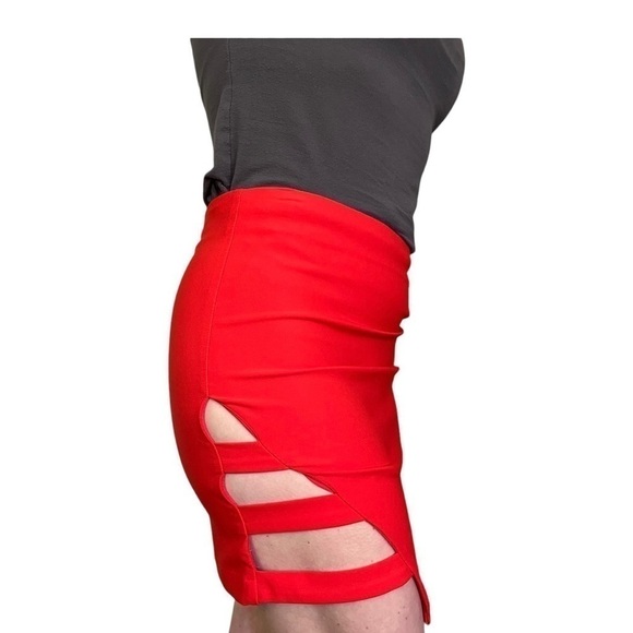 Forever 21 asymmetric tiered tulip style mini skirt red women M - Picture 2 of 15